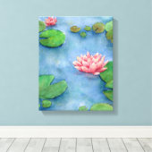 Lotus flower watercolor painting canvas (Insitu (Houten vloer))