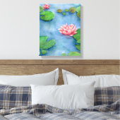 Lotus flower watercolor painting canvas (Insitu (Slaapkamer))