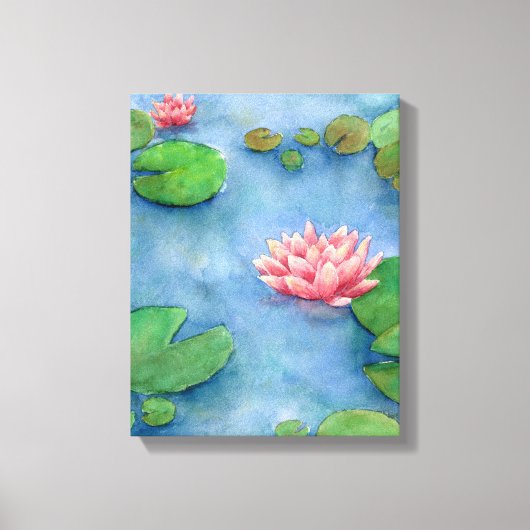 Lotus flower watercolor painting canvas (Voorkant)