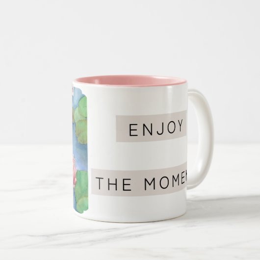 Lotus flower watercolor tweekleurige koffiemok (Voorkant rechts)