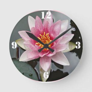 Lotus flower waterlly bloemdruk ronde klok