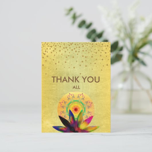 Lotus Flower Waterverf Bedankt voor je huwelijk Briefkaart (Staand voorkant)