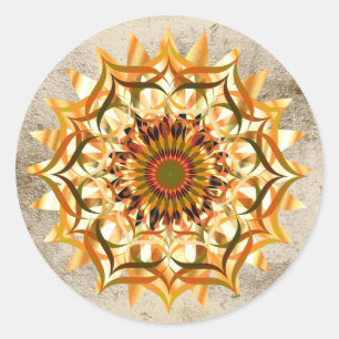 Lotus Flower Waterverf Gold Logo Healing Yoga Ronde Sticker