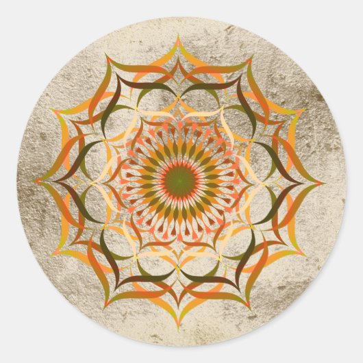 Lotus Flower Waterverf Gold Mandala Healing Yoga Ronde Sticker (Voorkant)