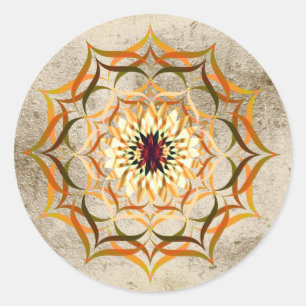 Lotus Flower Waterverf Gold Mandala Healing Yoga Ronde Sticker
