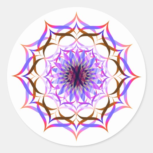 Lotus Flower Waterverf Mandala Healing Yoga Ronde Sticker (Voorkant)