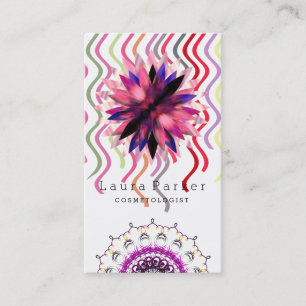 Lotus Flower Waterverf Mandala Yoga Holistic Spa Visitekaartje