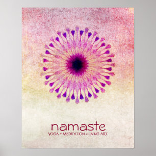 Lotus Flower Waterverf Namaste Yoga Meditation Poster