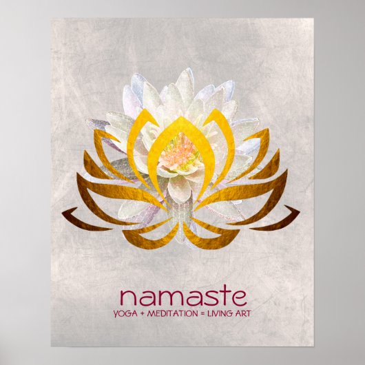 Lotus Flower Waterverf Namaste Yoga Meditation Poster (Voorkant)