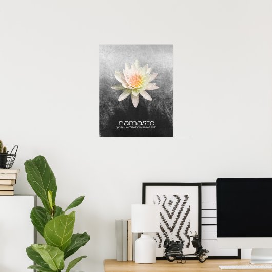 Lotus Flower Waterverf Namaste Yoga Meditation Poster (Thuiskantoor)