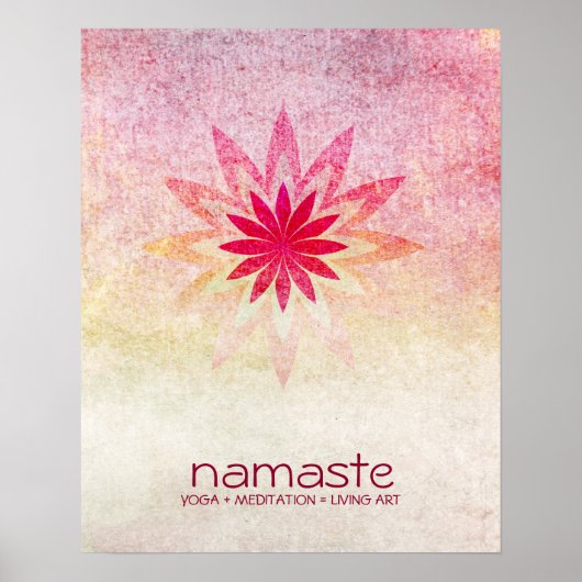 Lotus Flower Waterverf Namaste Yoga Meditation Poster (Voorkant)