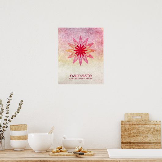Lotus Flower Waterverf Namaste Yoga Meditation Poster (Keuken)