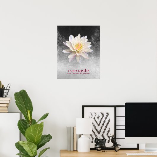 Lotus Flower Waterverf Namaste Yoga Meditation Poster (Thuiskantoor)