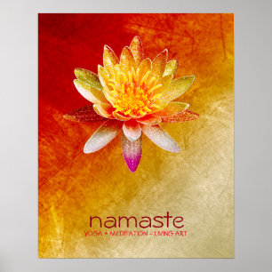 Lotus Flower Waterverf Namaste Yoga Meditation Poster