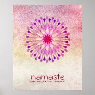 Lotus Flower Waterverf Namaste Yoga Meditation Poster