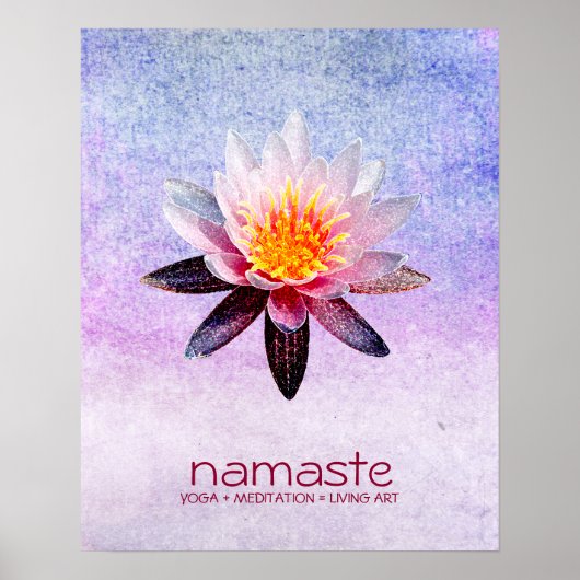 Lotus Flower Waterverf Namaste Yoga Meditation Poster (Voorkant)
