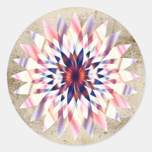 Lotus Flower Waterverf Paars Logo Healing Yoga Ronde Sticker (Voorkant)