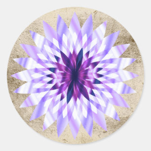 Lotus Flower Waterverf Paars Logo Healing Yoga Ronde Sticker