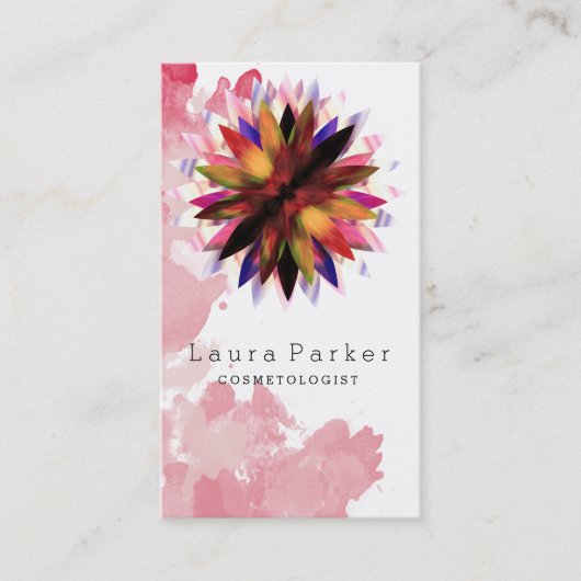 Lotus Flower Waterverf Splatter Yoga Holistic Spa Visitekaartje (Voorkant)