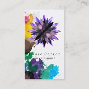 Lotus Flower Waterverf Splatter Yoga Holistic Spa Visitekaartje