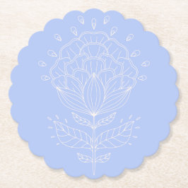 Lotus flower white line tekening floral lila bever kartonnen onderzetters