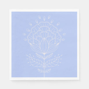 Lotus flower white line tekening floral lila servet