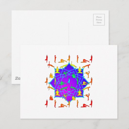 Lotus Flower with Yoga Poses Briefkaart (Voorkant / Achterkant)