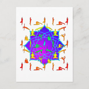 Lotus Flower with Yoga Poses Briefkaart