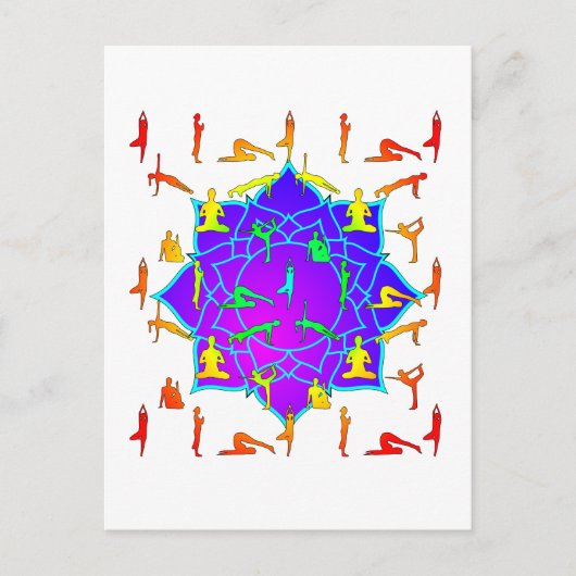 Lotus Flower with Yoga Poses Briefkaart (Voorkant)