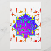 Lotus Flower with Yoga Poses Briefpapier (Voorkant)