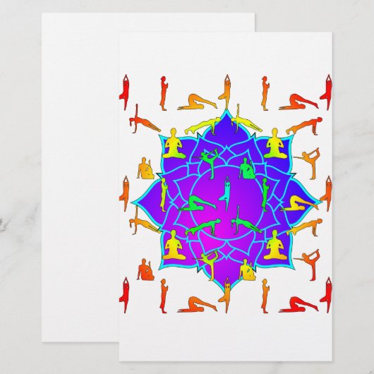 Lotus Flower with Yoga Poses Briefpapier (Voorkant / Achterkant)