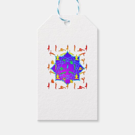Lotus Flower with Yoga Poses Cadeaulabel (Voorkant)