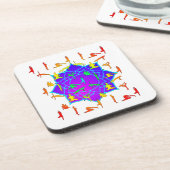 Lotus Flower with Yoga Poses Drankjes Onderzetter (Linkerzijde)