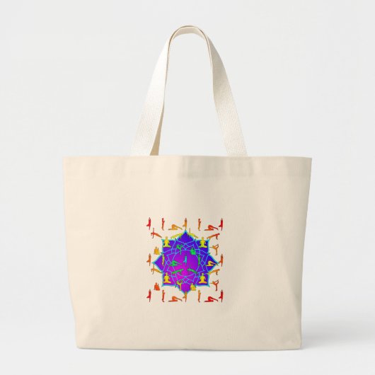 Lotus Flower with Yoga Poses Grote Tote Bag (Voorkant)