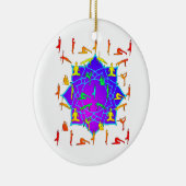 Lotus Flower with Yoga Poses Keramisch Ornament (Rechts)