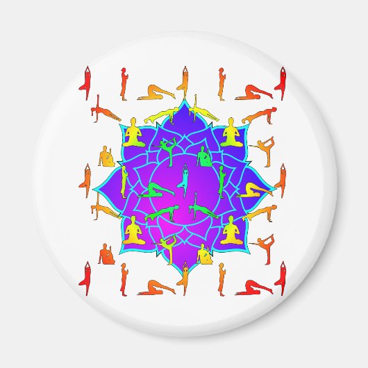 Lotus Flower with Yoga Poses Magneet (Voorkant)