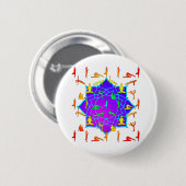 Lotus Flower with Yoga Poses Ronde Button 5,7 Cm (Voorkant /achterkant)