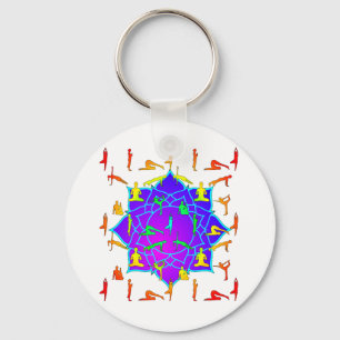 Lotus Flower with Yoga Poses Sleutelhanger