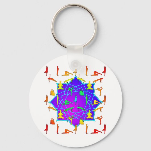 Lotus Flower with Yoga Poses Sleutelhanger (Voorkant)