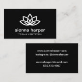 Lotus Flower Yoga Instructor Black Visitekaartje (Voorkant / Achterkant)