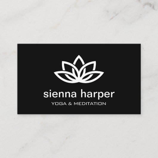 Lotus Flower Yoga Instructor Black Visitekaartje (Voorkant)