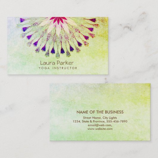Lotus Flower Yoga Instructor Meditation Holistic Visitekaartje (Voorkant / Achterkant)