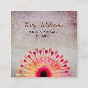Lotus Flower Yoga Instructor Meditation Red Sinaas Vierkante Visitekaartje