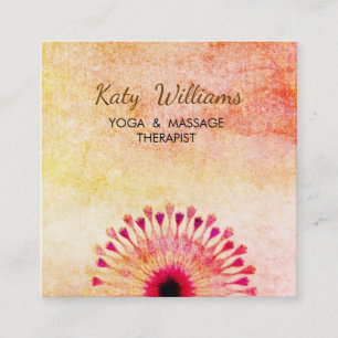 Lotus Flower Yoga Instructor Meditation Red Sinaas Vierkante Visitekaartje