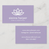 Lotus Flower Yoga Instructor Paars Visitekaartje (Voorkant / Achterkant)