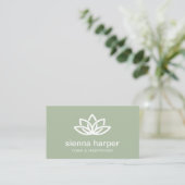 Lotus Flower Yoga Instructor Sage Green Visitekaartje (Staand voorkant)