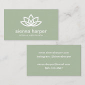 Lotus Flower Yoga Instructor Sage Green Visitekaartje (Voorkant / Achterkant)