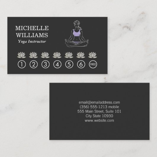 Lotus Flower/Yoga Pose Punch Card Klantenkaartje (Voorkant / Achterkant)