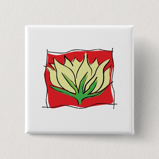 Lotus Flower Yoga Vierkante Button 5,1 Cm (Voorkant)