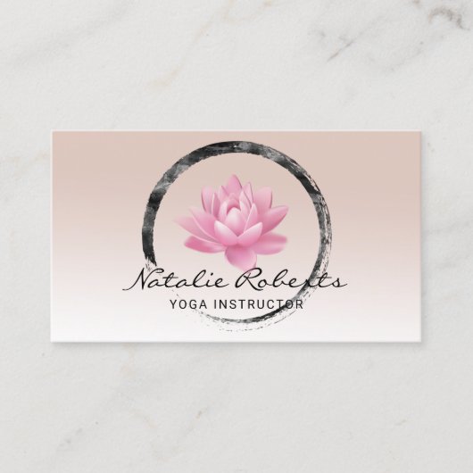 Lotus Flower Zen Circle Yoga Instructor Wellness Visitekaartje (Voorkant)
